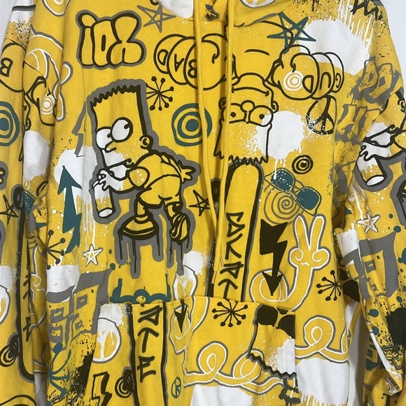 Graphic Yellow Hoodie with Cartoon Print - Picture 2 of 5